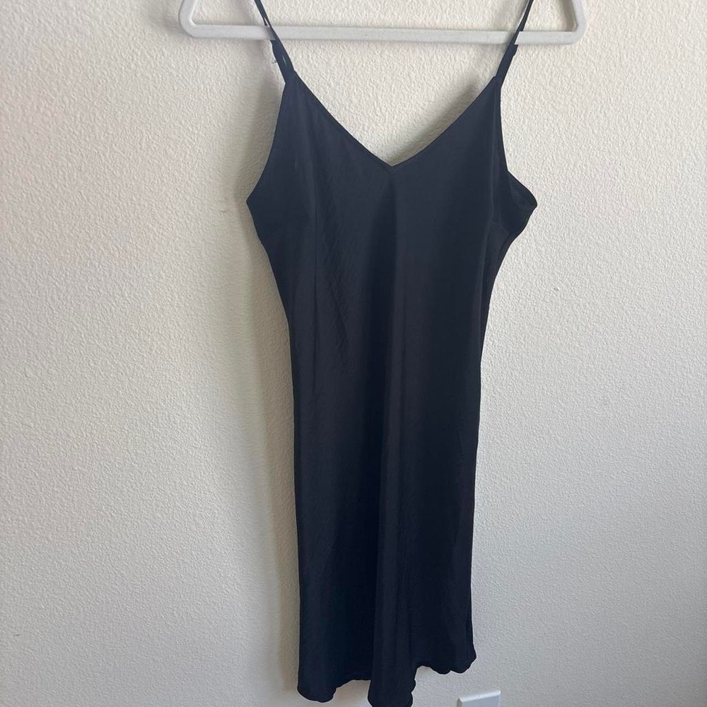 A New Day Womens Black Slip Dress Spaghetti Strap Minimalist Midi Size M